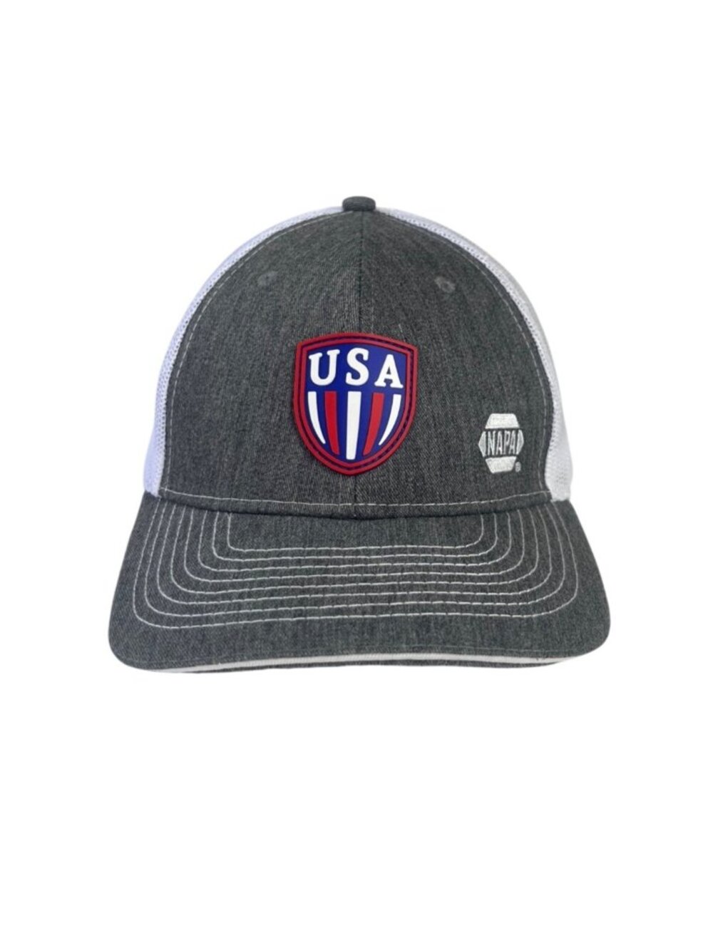 USA Shield Napa Trucker Hat Gray White Mesh Adjustable Snapback Cap